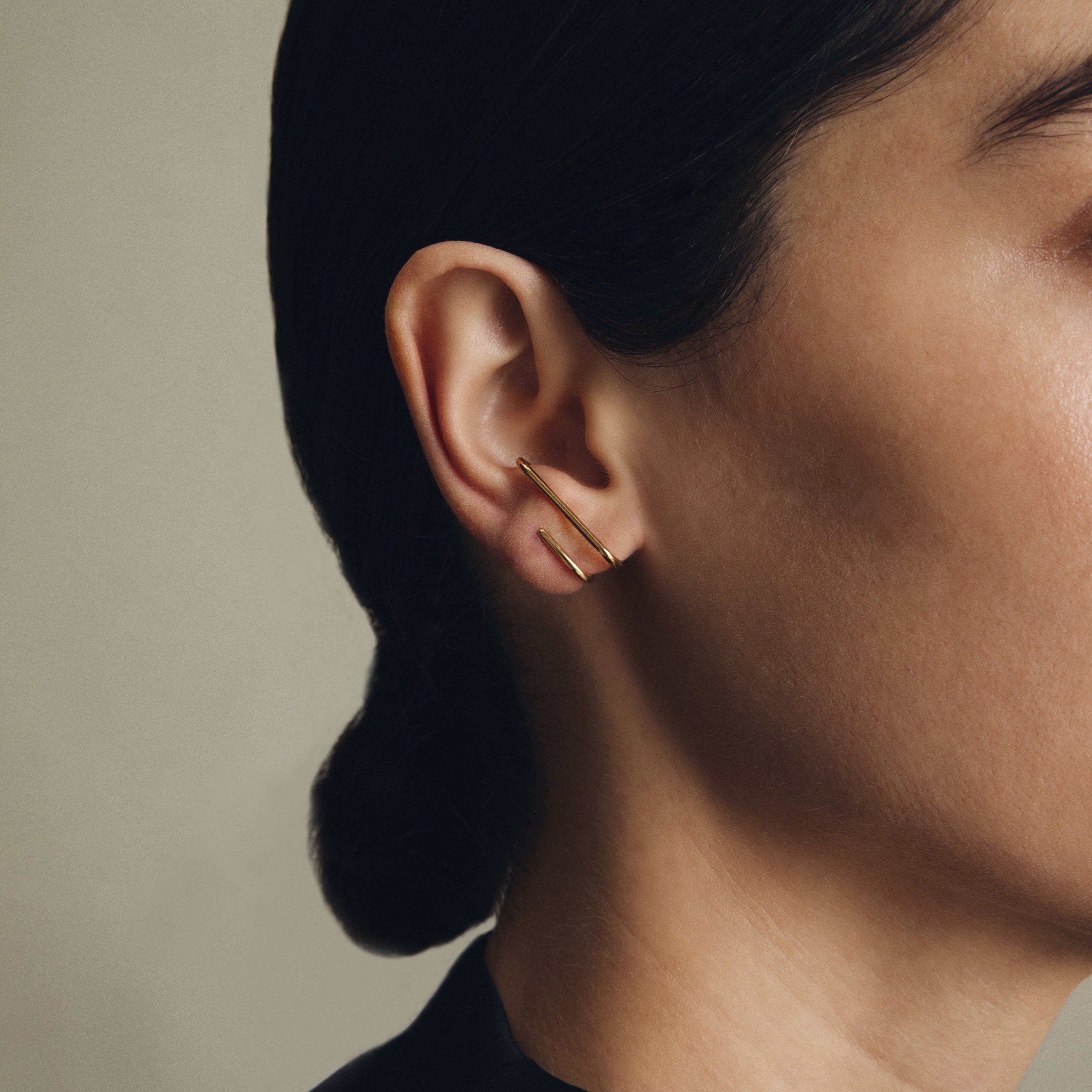 WIRE 2 ROWS EARRINGS / YELLOW