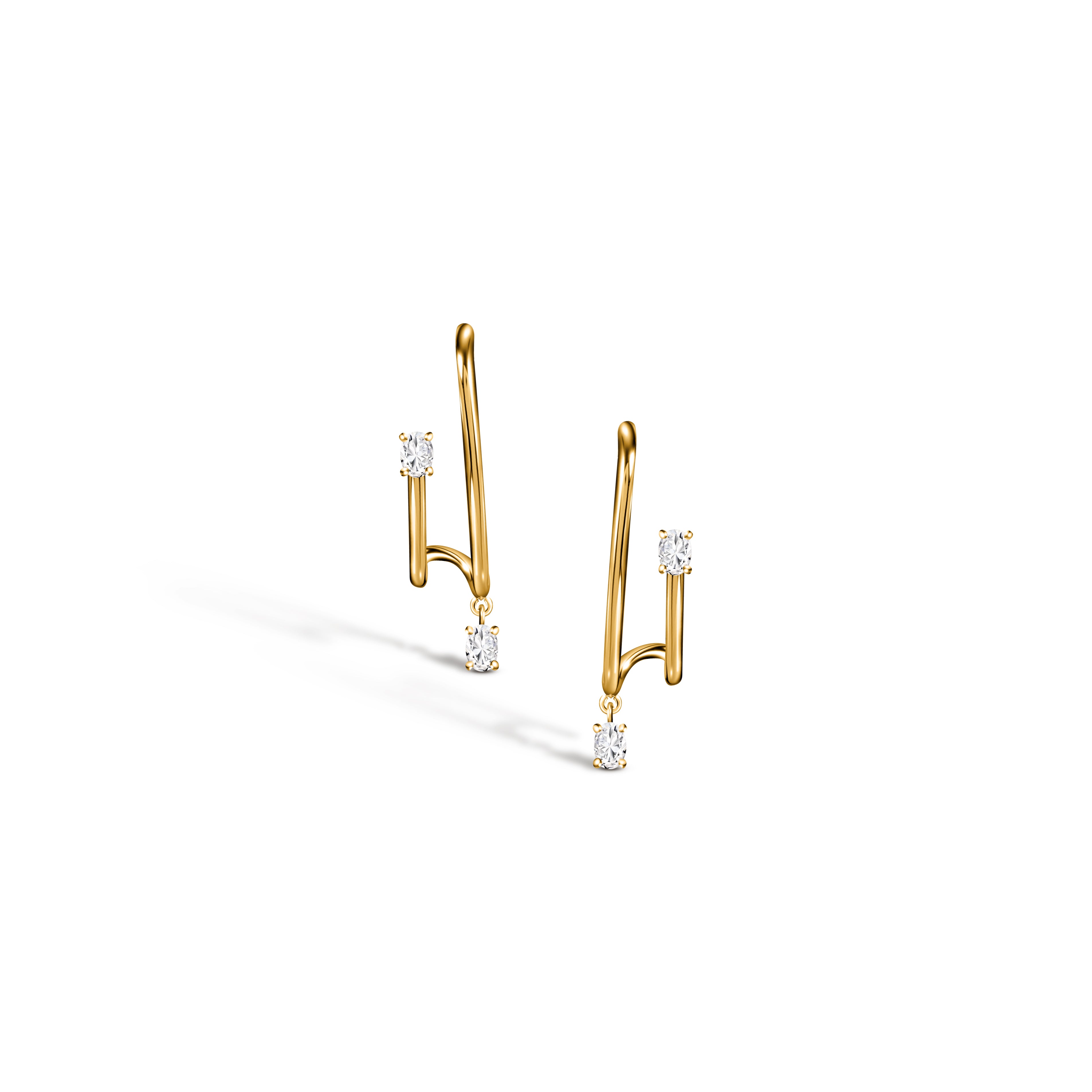 WIRE 2 ROWS DIAMOND EARRINGS / YELLOW